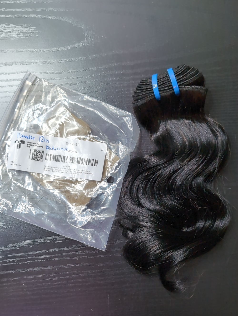 12 In Human Hair Body Wave One Bundle 1B Natural Black Double Weft Quick Weave